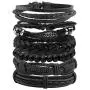 Manfnee 6-12PCS Braided Faux Leather Bracelet Punk Cuff Wrap Bracelets for Men Women Adjustable Manfnee 6-12PCS Braided Faux Leather Bracelet Punk Cuff Wrap Bracelets for Men Women Adjustable