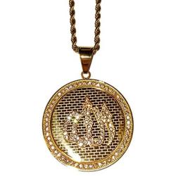 God Allah Men Women 14k Gold Finish Pendant Stainless Steel Real 3 mm Rope Chain Necklace, Mens Jewelry, Iced Pendant, Rope Necklace Prime Delivery