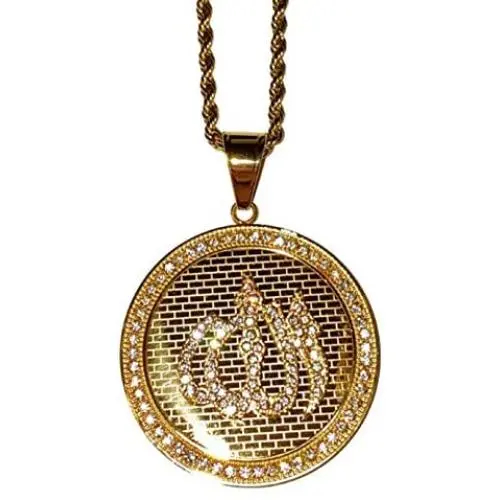 God Allah Men Women 14k Gold Finish Pendant Stainless Steel Real 3 mm Rope Chain Necklace, Mens Jewelry, Iced Pendant, Rope Necklace Prime Delivery God Allah Men Women 14k Gold Finish Pendant Stainless Steel Real 3 mm Rope Chain Necklace, Mens Jewelry, Iced Pendant, Rope Necklace Prime Delivery