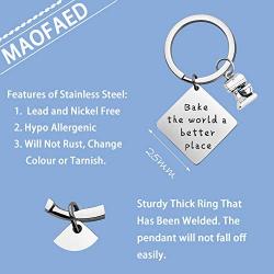 MAOFAED Gift for Baker Bake The World a Better Place Culinary Student Gifts Bake Lover Keychain Gift