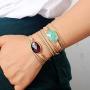 SUKIBOHO Art Natural Gemstone Wax Cord Wrap Bracelet Handmade