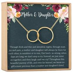 Mother Daughter Gift Necklace, Mothers Day Gift, Gifts for Mom, Mom Necklace, 2 Interlocking Circles (gold-plated-brass, NA)