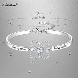 Aihitero Christmas Day Mom Bracelets Gifts, Always My Mother Forever My Friend Love Bangle, Fashion Jewelry for Women, Her Birthday Anniversary Thanksgiving Xmas Presents from Daughter and Son