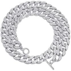 KOSMOS-LI CZ Rhinestone Choker Necklace for Women Jewelry Hip Hop Cuban Link Chain
