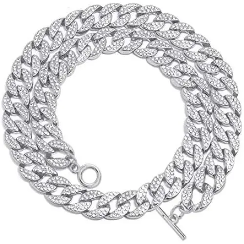 KOSMOS-LI CZ Rhinestone Choker Necklace for Women Jewelry Hip Hop Cuban Link Chain KOSMOS-LI CZ Rhinestone Choker Necklace for Women Jewelry Hip Hop Cuban Link Chain