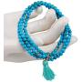 SUNYIK Blue Howlite Turquoise Layers Bracelet,Tibetan Buddhist Wristband with Tassel