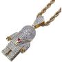 MOLEK Hip Hop 18K Gold Plated Micro Pave AAA CZ Astronaut Pendant Necklace with 24 Stainless Steel Rope Chain Iced Out Jewelry for Men and Women