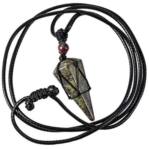 Yatming 6 Facet Stone Pendant Necklace for Women and Men, Pointed Crystal Pendulum with Adjustable Rope