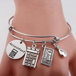 Gzrlyf Accountant Bracelet Calculator Charm Bracelet Accounting Jewelry CPA Graduation Gift