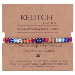 KELITCH Women Pearl Bracelets Wax Rope Wrap Bracelets Miyuki Beads Friendship Jewelry for Summer