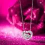 DANCING HEART Gifts for Her ✦Wonderful World✦ 925 Sterling Silver Dancing Stone Pendant Necklace with 5A Cubic Zirconia with Jewelry Box