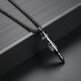 Reve Bible Verse Proverbs 4:23 Stainless Steel Cross Bullet Pendant Necklace for Men, 20-24 Inches Chain