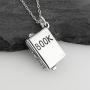 Sterling Silver Small 3D Book Charm Necklace, 18'' Chain