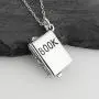 Sterling Silver Small 3D Book Charm Necklace, 18'' Chain