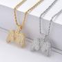 Moca Jewelry Iced Out Game Console Pendant 18K Gold Plated Bling CZ Simulated Diamond Hip Hop Necklace for Men Women