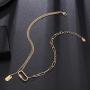 Dainty paperclip link chain necklace - gold tone necklace Y chain adjuatable necklace for Women，gift for sister,mother