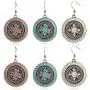 DAMLENG 3 Pairs Bohemian Vintage Round Enamel Flower Pattern Dangle Earrings Retro Boho Dangle Drop Earrings for Women Girls Jewelry Accessories Set DAMLENG 3 Pairs Bohemian Vintage Round Enamel Flower Pattern Dangle Earrings Retro Boho Dangle Drop Earrings for Women Girls Jewelry Accessories Set