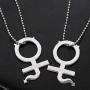 Cute iGirl Heart Pendant Necklace - Stainless Steel Double Sided Letter Necklace Harajuku Female Symbol Gothic Streetwear Ball Chain Jewelry for Girls and Women