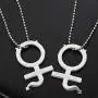 Cute iGirl Heart Pendant Necklace - Stainless Steel Double Sided Letter Necklace Harajuku Female Symbol Gothic Streetwear Ball Chain Jewelry for Girls and Women