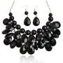 Chunky Acrylic Jewel Cluster Floating Bubble Statement Necklace - Teardrop Dangle Layered Bib Collar Chunky Acrylic Jewel Cluster Floating Bubble Statement Necklace - Teardrop Dangle Layered Bib Collar