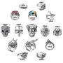 PANTIDE 15Pcs Vintage Punk Rings Set, Stainless Steel Gothic Alloy Biker Adjustable Rings, Skeleton Skull Evil Eye Chinese Dragon Claw Octopus Dragon Rings, Fashion Retro Black Silver Antique Jew