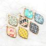 Bohemian Printed Natural Wood Geometric Statement Earrings - Filigree Leaf, Teardrop, Moroccan Dangle