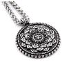 GUNGNEER Ohm Mandala Necklace Lotus Pendant Stainless Steel Meditation Strength Amulet Om Jewelry Gift Men Women