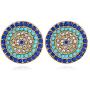 Lucky Round Evil Eye Jewelry Set, AILUOR Gold Inspirational Turkish Hamsa Blue Cubic Zirconia Crystal Evil Eye Charm Pendant Necklace,Ring,Bracelet and Stud Earrings Sets for Girl Women
