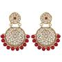 MUCH-MORE Indian Traditional Kundan Bridal Necklace Pearl & Colored Beads Bollywood Style Set for Women