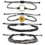 String Wave Ankle Bracelets for Women Adjustable Compass Bracelets Waterproof Handmade Strand Braided Rope Sunflower Boho Bracelet Set Women Teen Girls