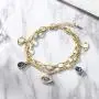 CIUNOFOR Evil Eye Charm Bracelet Gold Rose Gold Plated Stainless Steel Bead Link Italian Style for Women Girls