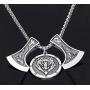 GuoShuang Men viking nordic odins wolf and raven rune pendant necklace
