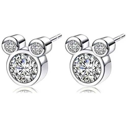 ERLUER Womens Stud Earrings mouse Shape Rose Gold Plated Zircon Jewelry Earring For Women Party Gifts (Platinum Plated) ERLUER Womens Stud Earrings mouse Shape Rose Gold Plated Zircon Jewelry Earring For Women Party Gifts (Platinum Plated)