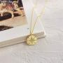 Friendship Necklace CZ Compass Round Gold Coin Pendant Necklace for Women Teen Girls Sterling Silver Simple Small Disk Minimalist Circle Medallion Pendant Chain Choker Dainty Jewelry Graduation Gift