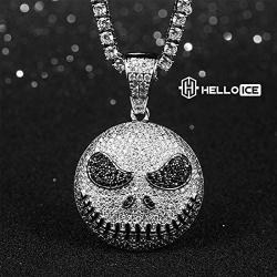 HELLOICE Iced Ghost Grimace Necklace Tongue Out Pendant with Free Chain Punk Hip Hop Necklace for Women Men Rapper