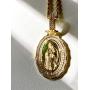 Shop-iGold Virgin Mary Men Women 925 Italy Gold Finish Iced Silver Charm Ice Out Pendant Stainless Steel Real 3 mm Rope Chain, Mans Jewelry, Iced Pendant, Rope Necklace 16''- 24''