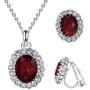 Yoursfs Necklaces and Clip On Earrings for Women 18K Gold Plated Oval Halo Austrain Crystal Pendant Non-Pierced Clip Earrings Prom Jewelry Set