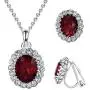 Yoursfs Necklaces and Clip On Earrings for Women 18K Gold Plated Oval Halo Austrain Crystal Pendant Non-Pierced Clip Earrings Prom Jewelry Set
