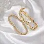 CLASSYZINT Gold Bracelets for Women 18k Gold Filled Plated Adjustable Gold Beaded Ball Paper Clip Cuban Link Chain Bracelet Chunky Layered Stackable Elastic Bracelet Set
