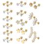 YADOCA 14 Pairs Stainless Steel Ear Cartilage Piercing Earrings Helix Tragus Barbell for Women Men Moon Star Heart Flower CZ Stackable Cartilage Earrings Set Silver-tone Rose Gold-tone Rose Gold-tone