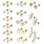 YADOCA 14 Pairs Stainless Steel Ear Cartilage Piercing Earrings Helix Tragus Barbell for Women Men Moon Star Heart Flower CZ Stackable Cartilage Earrings Set Silver-tone Rose Gold-tone Rose Gold-tone