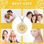 Aniu Golden Rotatable Sunshine Sunflower Pendant Necklace for Women Girls, S925 Sterling Silver You Are My Sunshine Jewelry with 5A Cubic Zirconia (Gold)