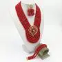 aczuv Red Nigerian Wedding African Beads Jewelry Set Crystal Necklace and Earrings for Women