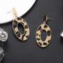 HEIDKRUEGER Leopard Drop Earrings Geometric Faux Leather Hoop Dangle Earring Statement Animal Print Stud Earring for Women