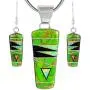 925 Sterling Silver Matching Pendant & Earrings Set with Genuine Turquoise & Gemstones 20'' Necklace