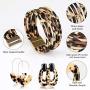 OKROSTOY 3Pcs Leopard Print Earrings Cheetah Earrings Leopard Jewelry Set for Women, Leopard Print Bracelet Multilayer Leather Cuff Bracelet and Leopard Leather Earrings for Women Girls Fashion