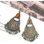 2 Pairs Bohemian Vintage Dangle Drop Earrings Handmade Ethnic Mexico Metal Pendant Seed Bead Tassel Earrings Set Boho Chic Jewelry for Women Girls