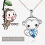 ONEFINITY Monkey Necklace 925 Sterling Silver Monkey Necklace Cute Animal Pendant for Women Jewelry Gifts (Heart Monkey)