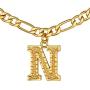 GOLDCHIC JEWELRY Initial Figaro Necklace, Personalized Men/Women A-Z Monogram Letter Choker Necklaces 18K Gold Plated with Figaro Chain 16''+2'' Adjustable -Gift Box Included
