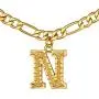 GOLDCHIC JEWELRY Initial Figaro Necklace, Personalized Men/Women A-Z Monogram Letter Choker Necklaces 18K Gold Plated with Figaro Chain 16''+2'' Adjustable -Gift Box Included